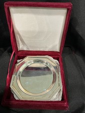Silver Treasures Godinger Set 7 Coasters No Monogram Burgundy Velvet Box Set picture