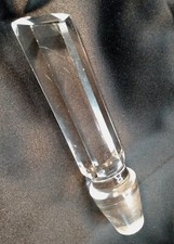 Vtg LARGE HEXAGON STOPPER cut crystal clear glass decanter art deco style 6.5