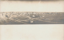 BIRDS EYE VIEW OF TOWN ON FLAT LAND REAL PHOTO POSTCARD MIDWEST 1910 RPPC picture