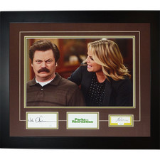Nick Offerman And Amy Poehler Autographed Parks and Recreation Deluxe Framed Pie picture