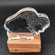 Solid Clear Glass Buffalo Paperweight 4.75 x 3.75 inch picture