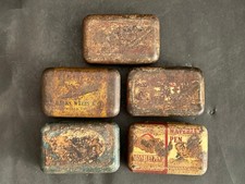 OLD VINTAGE  WAVERLEY PEN ADVERTISING SIGN EMPTY IRON SMALL TIN BOX'S. 5 PCS LOT picture