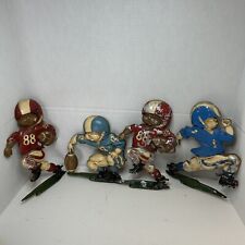 Set Of 4 Vintage 1976 HOMCO Die Cast Metal Football Players Wall Plaques picture