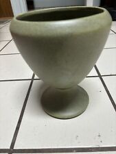 Vintage Floraline McCoy Pottery Matte Green Pedestal Vase Planter 7