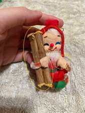 Vintage Girl Elf in Red and Green Ornament Japan (Read) picture