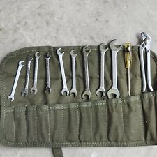 Vintage Giller Wrench Tool Set Green Canvas Roll-Up Bag Military USA  picture
