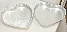 Vintage Wilton Lot 2 Heart Shaped Cake Pans Molds 1971 Aluminum #502-951--9.5