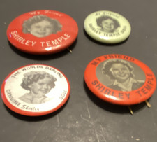 Shirley Temple Collectible Pinback Buttons Lot of 4 Red & White picture