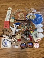 Miscellaneous Junk Drawer Lot Lighter Stickers Advertising Ephemera Pins Plane picture