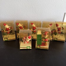 Vintage 82-83 Kurt Adler Santas World Wooden Ornaments Lot of 7 picture