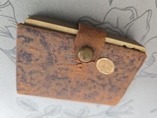 Antique Mini Leather Playing Card Set Patent 1910 Travel Deck 2.5” Case picture