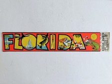 Vtg Florida Bumper Sticker, Alligator, Pelican, Tropical Vibes- Impko EZ Strip picture