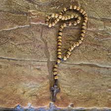 Holy Land Olive Wood Cross Necklace Jerusalem Blessed Jesus Christian Gift picture