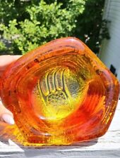 60s MCM Pre Blenko Hand Blown Don Shepherd Amberina Bear Claw Antique Glass Dish picture