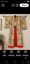 Vintage Japanese Bridal Uchikake Kimono Gold Brocade Silk Wedding Robe 75