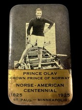 1925 Norse American Centennial Souvenir Pocket Mirror - Crown Prince Olav Norway picture