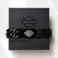 Harley-Davidson Black Chain Bracelet w/ Bar & Shield Logo (Includes Box) picture
