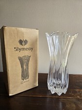 Slymeoy Clear Etched Heavy Glass Flower Vase picture