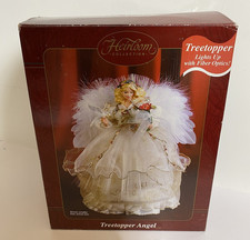 Vintage Fiber Optic Light Up Angel Tree Topper Carlton Cards Heirloom Works Box picture