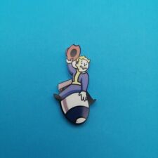 Fallout Vault Boy Mascot Riding Nuke pin badge - 3mm thick acrylic picture