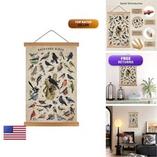 KAIRNE Vintage Backyard Birds Canvas Wall Art Set 35x56cm Hummingbird picture