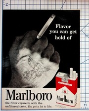 Marlboro Cigarettes Vintage Print Ad 1950s Tattoo Hand Flavor picture
