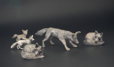 Lot of 5 Adorable FOX Pewter Figurines Vintage Michael Ricker / RB + 2 Others picture
