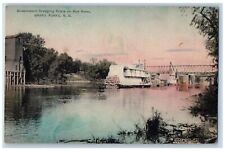 Grand Forks North Dakota Postcard Government Dredging Boats On Red River c1920s picture