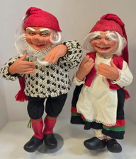 Vintage Arne Hasle Norwegian Nisse Dolls Pair 14” Christmas Gnome Elf Couple picture