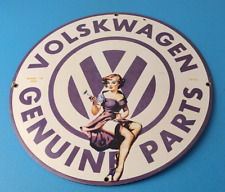 Vintage Volkswagen Sign - Porcelain Dealership Sales VW Automobile Gas Pump Sign picture