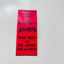 LJ Hesson Co Inc Kaiser Frazer Sales Svc Luck WI Vintage Matchbook Cover TMB93-3 picture