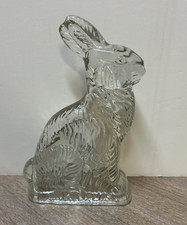 Vintage Glass Rabbit Candy Container 6 1/4