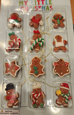 Set of 12 Cute Mini Gingerbread Cookies Christmas Tree Ornaments 1.25