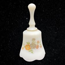 Fenton Hand Painted Custard Glass Floral Satin Frosted Bell Signed 6”T 3”W picture