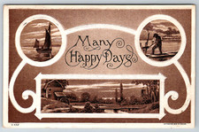 c1910s Many Happy Days Embossed Antique Postcard picture