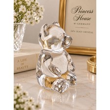 Princess House 24% Lead Crystal Teddy Bear Figurine W Germany Vintage 3.5