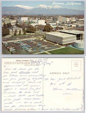Pomona California Skyline New City Hall Snowy Mountains Vintage Postcard 1960s picture