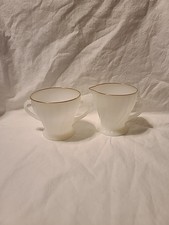 Anchor Hocking DinnerWare Milk Glass White Swirl with Gold Trim Sugar picture