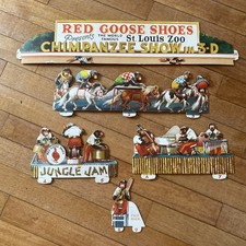 VTG Cardboard Red Goose Shoes Chimpanzee 3D Show Zoo Display Sign NOS picture