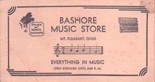 Vintage Bashore Music Store Ink Blotter Mt Pleasant Ohio Pianos Advertising picture