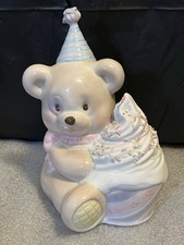 Enesco Porcelain Teddy Bear Bank, Birthday Cupcake picture