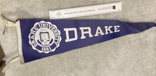Vintage Drake University Felt Pennant Flag Banner Blue/White 