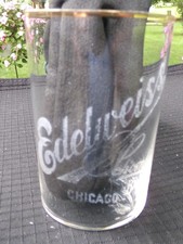 Pre. Dep. Edelweiss Schoenhofen Chicago Etched Glass Beer Goblet Excellent.Gold picture