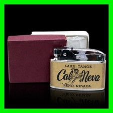 Vintage CAL-NEVA Hotel Casino Reno/Tahoe UNFIRED Flat Ad Petrol Lighter With Box picture