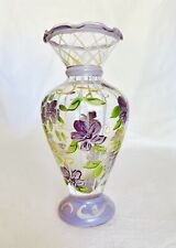 Tracy Porter Hand Painted Vase Ruffled Edge Purple Flowers picture