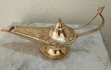 Brass Aladdin Chirag Lamp 10'' Vintage Handmade Showpiece Item Home Decor Gift picture