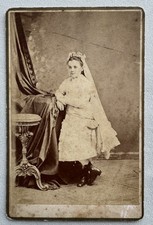 1870s William Shew San Francisco Cabinet Card Girl First Communion Portrait picture