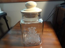 Pfaltzgraff Village Clear Glass Etched Canister picture