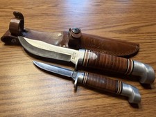 Vintage Western USA L628 66 Twin Knife Piggyback Hunting Combo Set Serial Number picture
