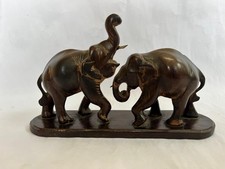 RARE VINTAGE WOODEN FIGHTING ELEPHANT STAND COLLECTABLE  picture